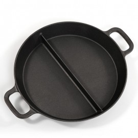 Poêle géante 50cm en fonte avec 1 séparation et 2 poignées