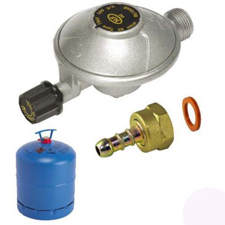 TYPE 794F DETENDEUR CAMPING NF GAZ 500G/H 28MB entrée m16x150-sortie m20x150+raccord tétine