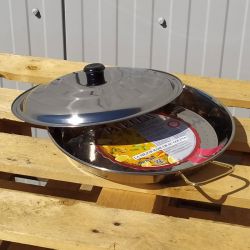 Plat à Paella 34cm en inox + couvercle inox pour 6 personnes 
