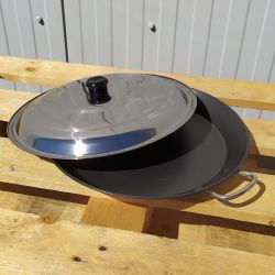 Plat à paella Induction en inox anti-adhésive 40cm + couvercle pour 10 personnes