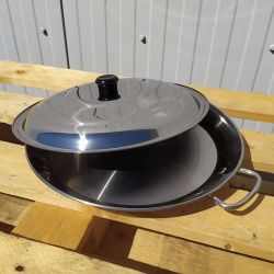 Plat à Paella inox 46cm spécial induction + couvercle pour 12 personnes