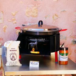Kit à paella -bbq40 pour 10 personnes - Plat Acier - Couvercle - Thermocouple
