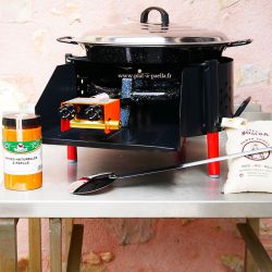 Kit à paella -bbq40 pour 10 personnes - Plat emaillé - Couvercle