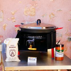Kit à paella -bbq40 pour 14 personnes - Plat antiadhérent - Couvercle - Thermocouple