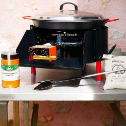 Kit à paella -bbq40 pour 14 personnes - Plat antiadhérent - Couvercle