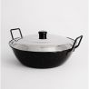 Poêle creuse émaillée 32cm avec couvercle Inox - Garcima