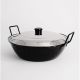 Poêle creuse émaillée 36cm avec couvercle Inox - Garcima