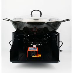 Kit Poêle creuse - BBQ40 pour 16 personnes - Plat creux émaillé 40cm - Couvercle