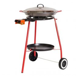 Kit à paella sur roues - poêle acier avec couvercle inox 16 personnes