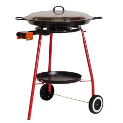 Kit à paella sur roues - poêle émaillée avec couvercle inox 12 personnes