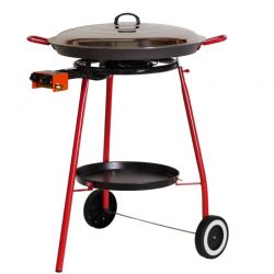 Kit à paella sur roues - poêle anti adhérente avec couvercle inox 14 personnes