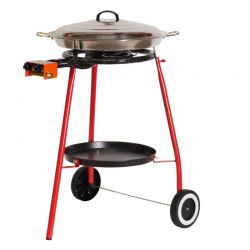 Kit à paella sur roues - poêle inox avec couvercle inox 12 personnes