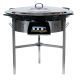 Kit à paella - 85 personnes - Pare-flamme inox - Plat emaillé - couvercle