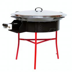 Kit à paella - BBQ60 pour 30 personnes - Plat acier avec couvercle inox et pare-flammes