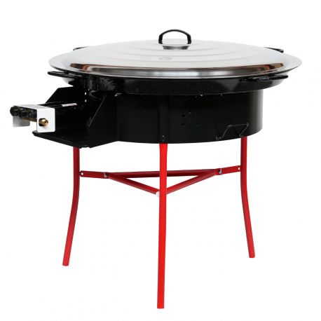 Kit à paella PRO - BBQ60 pour 40 personnes - Plat émaillé avec couvercle inox