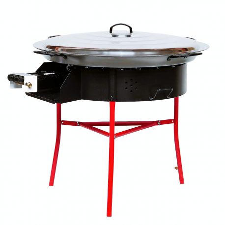 Kit à paella PRO - BBQ60 pour 40 personnes - Plat acier avec couvercle inox