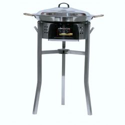 Kit à paella - Pare-flammes inox - 20 personnes - Plat et couvercle inox