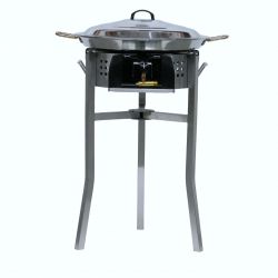 Kit à paella - Pare-flammes inox - 30 personnes - Plat et couvercle inox - thermocouple