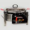 Kit à paella - Pare-flammes inox - 20 personnes - Plat Acier - Couvercle - Thermocouple