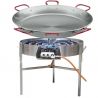 Kit à paella - 200 personnes - Maxi pare-flamme inox - Plat acier - veilleuse - thermocouple