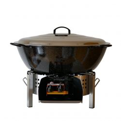 Kit Poêle creuse - BBQ50 pour 70 personnes - Plat creux émaillé 65cm - Couvercle