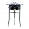 Kit à paella - Pare-flammes inox - 16 personnes - Plat émaillé avec couvercle inox - thermocouple