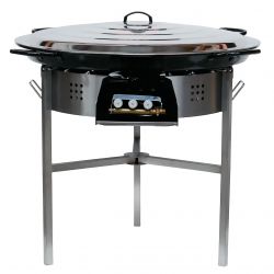 Kit à paella 50 personnes - Pare-flammes 70cm inox - Plat émaillé - couvercle