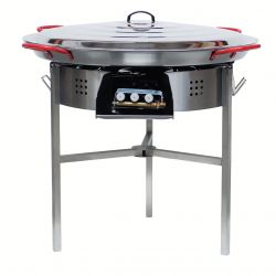 Kit à paella - 50 personnes - Pare-flamme 80cm inox - Plat acier - veilleuse - thermocouple - couvercle