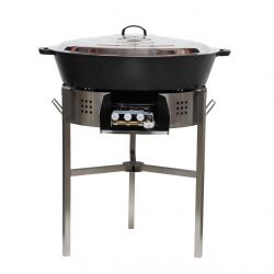 Kit tartiflette - pare flammes 80cm Inox - Plat fonte 80cm - réchaud au choix