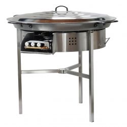 Kit à paella - Pare-flammes 70 cm inox - 30 personnes - Pata Negra- Couvercle inox - Thermocouple