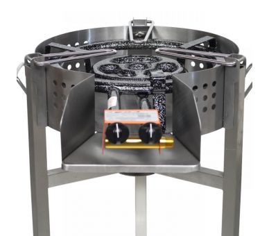 Kit à paella Surpuissant - Pare-flammes 60cm inox - 40 personnes - Plat émaillé avec couvercle inox