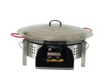 Kit paella Thermocouple - 40 personnes - Pare-flammes plan de travail 70cm inox - Plat acier avec couvercle inox
