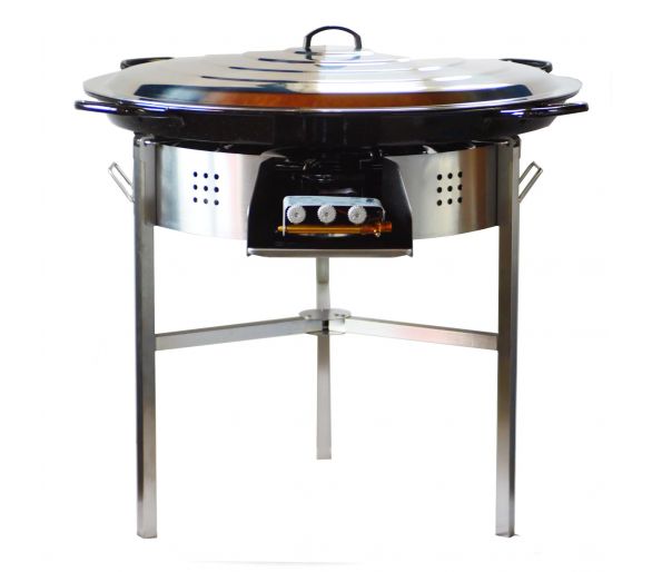 Kit à paella - BBQ70 pour 40 personnes - Plat émaillé avec couvercle inox