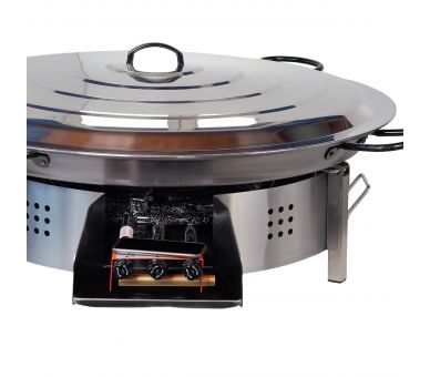 Kit paella Classique - 40 personnes - Pare-flammes plan de travail 70cm inox - Plat acier avec couvercle inox