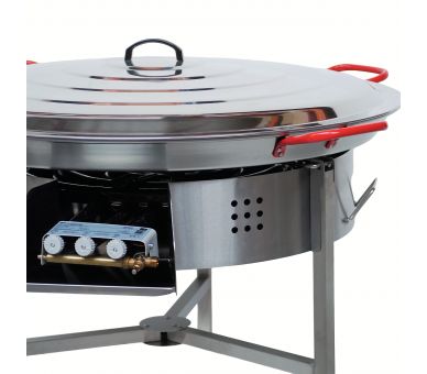 Kit à paella Surpuissant - Pare-flammes 60cm inox - 40 personnes - Plat acier 80cm avec couvercle inox