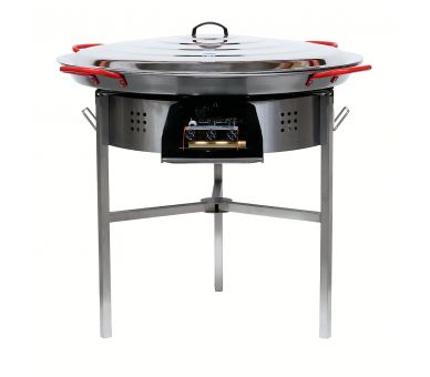 Kit à paella Surpuissant - Pare-flammes 60cm inox - 40 personnes - Plat acier 80cm avec couvercle inox