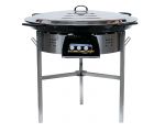 Kit à paella thermocouple - Pare-flammes 60cm inox - 40 personnes - Plat émaillé 80 cm avec couvercle inox