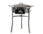Kit à paella thermocouple - Pare-flammes 60cm inox - 40 personnes - Plat inox avec couvercle inox