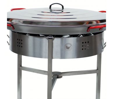 Kit à paella classique - Pare-flammes 60cm inox - 40 personnes - Plat acier 80cm avec couvercle inox