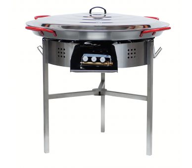 Kit à paella classique - Pare-flammes 60cm inox - 40 personnes - Plat acier 80cm avec couvercle inox