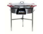 Kit à paella classique - Pare-flammes 60cm inox - 40 personnes - Plat acier 80cm avec couvercle inox