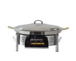Kit à paella - Pare-flammes plan de travail 45cm inox - 25 personnes - Plat et couvercle inox