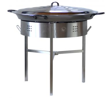 Kit à paella classique - Pare-flammes 60cm inox - 40 personnes - Plat acier 80cm Pata Negra avec couvercle inox