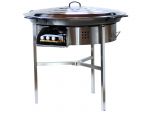 Kit à paella classique - Pare-flammes 60cm inox - 40 personnes - Plat acier 80cm Pata Negra avec couvercle inox