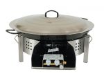 Kit paella Surpuissant - Pare-flammes plan de travail 60cm inox - 30 personnes - Plat émaillé 70cm avec couvercle inox