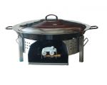 Kit paella Thermocouple - 40 personnes - Pare-flammes plan de travail 70cm inox - Plat émaillé avec couvercle inox