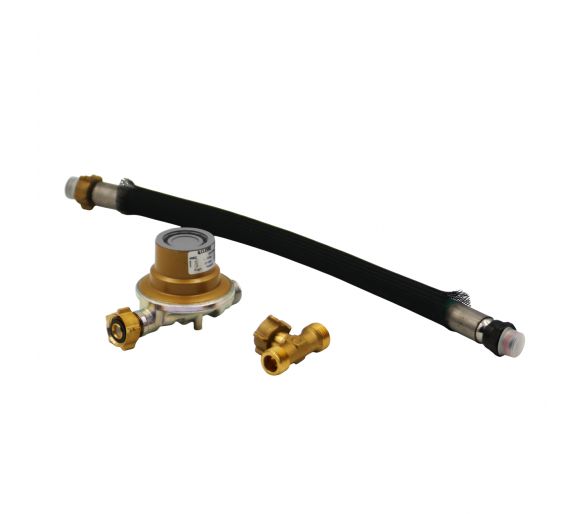 kit de couplage 2 bouteilles de gaz, lyre inox + T + détendeur propane 50mbar