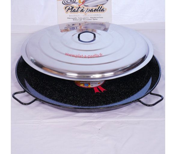 Plat à Paella Garcima émaillé 80cm + couvercle inox pour 40 personnes