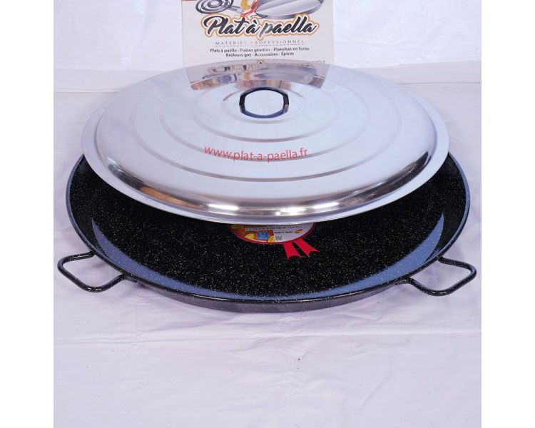 Plat à Paella Garcima émaillé 80cm + couvercle inox pour 40 personnes