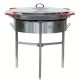 Kit à paella 40 personnes - Pare-flammes 70 cm inox - Plat acier avec couvercle inox